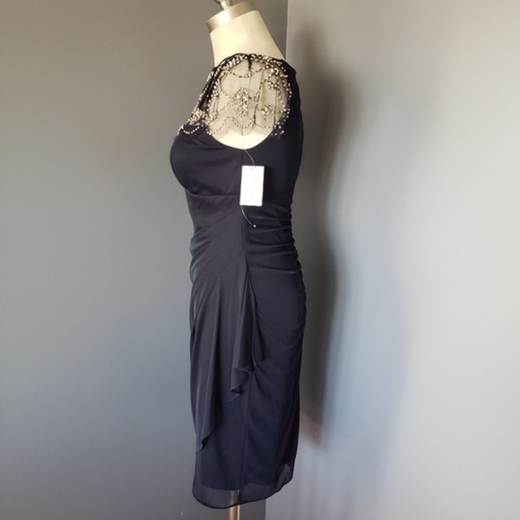 NWT DJ-JAZ Embellished Ruched Dress Blue 6 - Picture 4 of 7